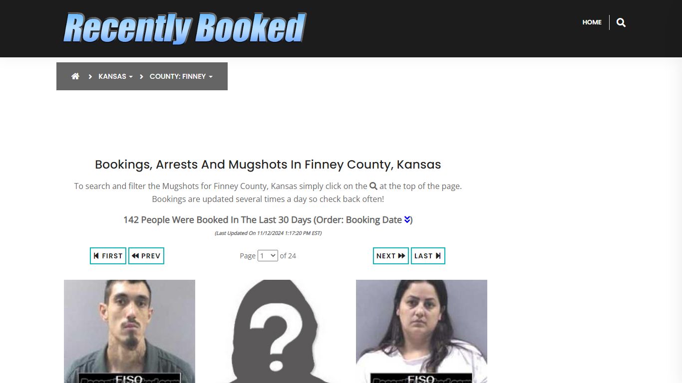 Bookings, Arrests and Mugshots in Finney County, Kansas - Recently Booked