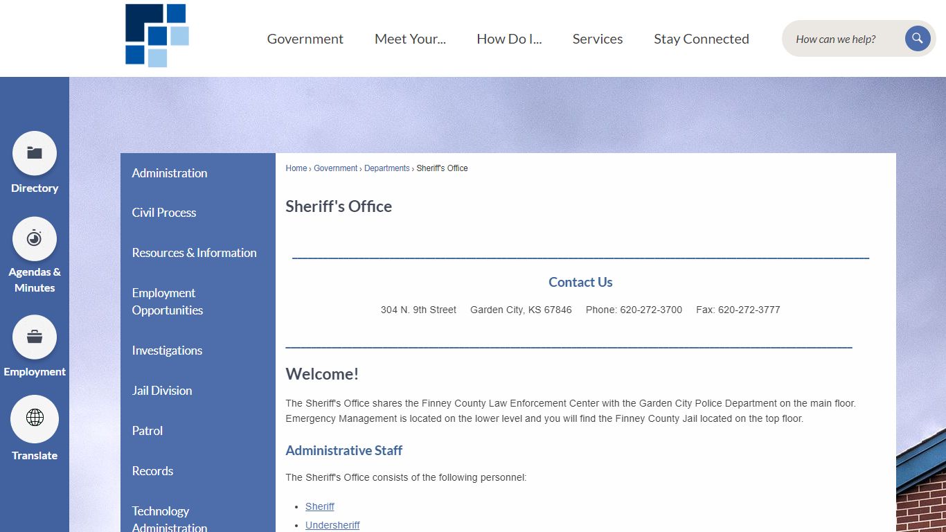 Sheriff's Office | Finney County, KS - Official Website