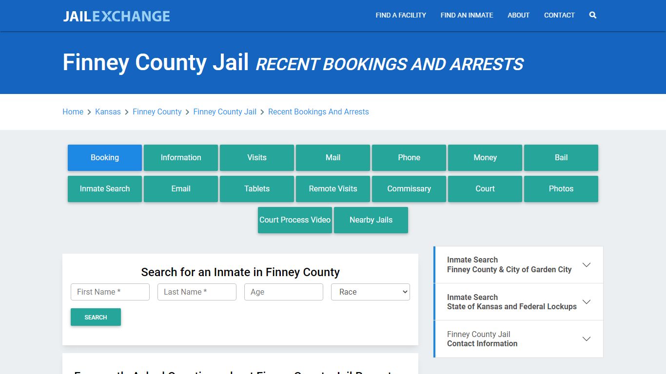 Finney County Jail Recent Bookings And Arrests - Jail Exchange