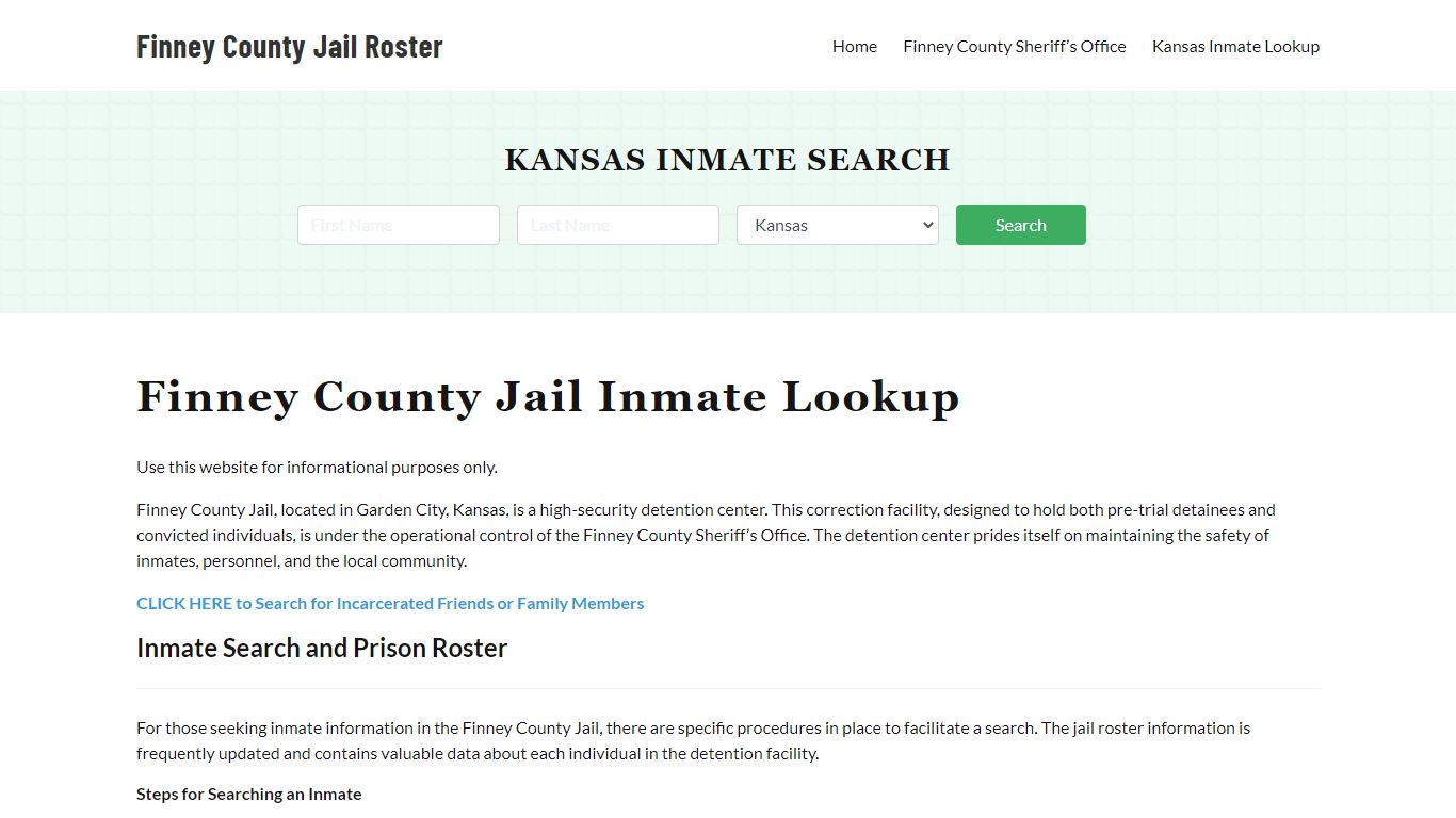 Finney County Jail Roster Lookup, KS, Inmate Search