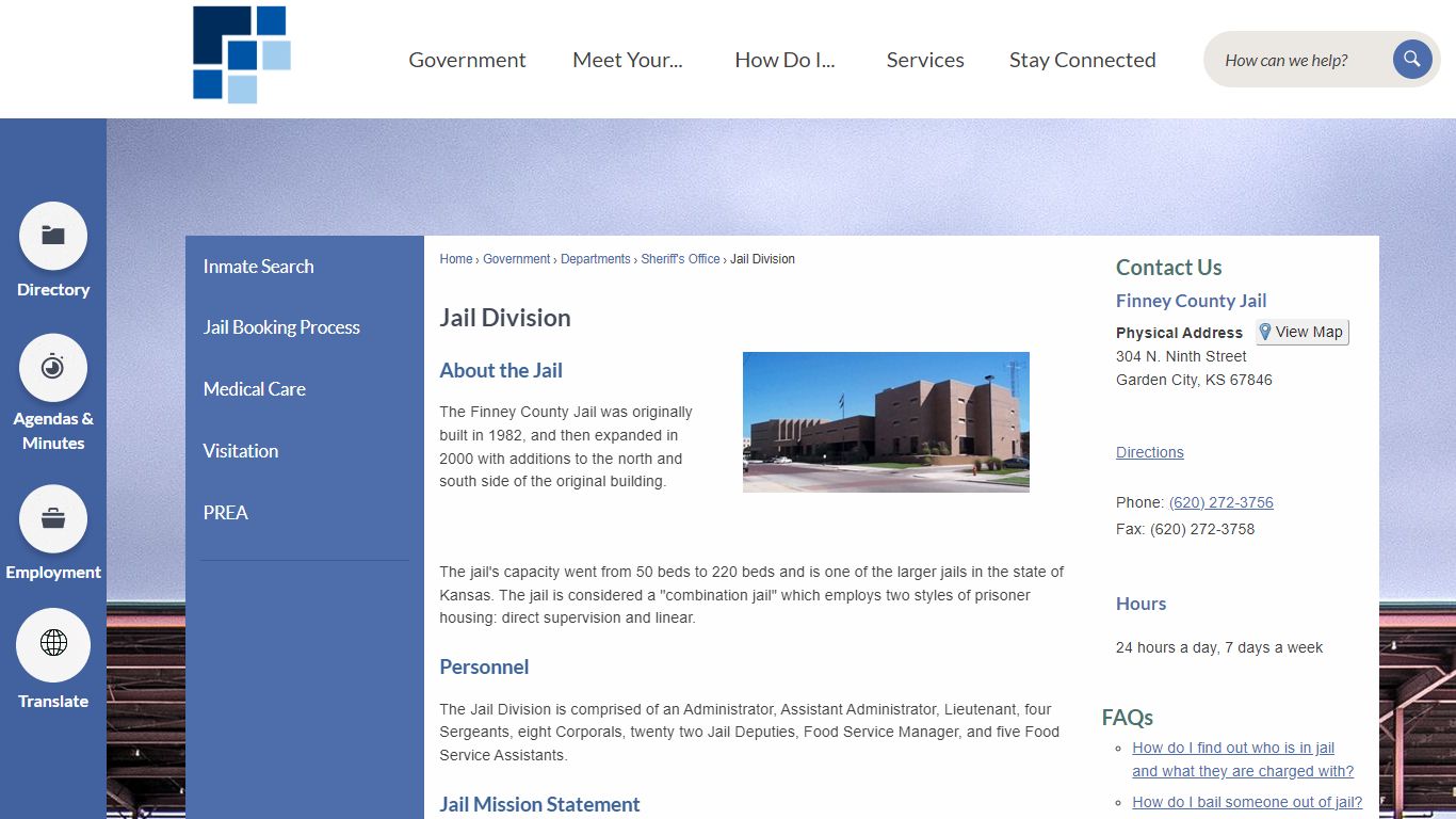 Jail Division | Finney County, KS - Official Website