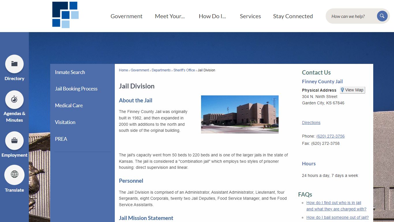 Jail Division | Finney County, KS - Official Website